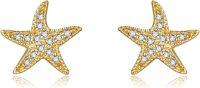 wholesale 14K Gold Starfish CZ Stud Earrings - Christmas Gift Ideas for Her-Starfish Earrings