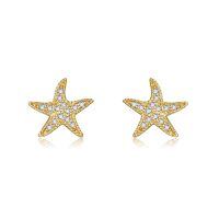 wholesale 14k Gold Starfish Moissanite Stud Earrings For Women-Starfish Earrings