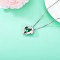 wholesale 925 Sterling Silver Green Crystal Horse Head Heart Pendant Necklace for Women and Girls-0-2