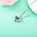 wholesale 925 Sterling Silver Green Crystal Horse Head Heart Pendant Necklace for Women and Girls-0-2