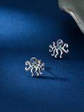 wholesale 925 Sterling Silver Octopus Abalone Shell Stud Earrings Sea Life  for Her-0-4