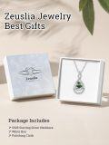 wholesale 925 Sterling Silver Plated White Gold Infinity Necklace with Moss Agate Pendant 18+2 inch Chain Anniversary Birthday Gifts for Her Wife Girlfriend-0-4