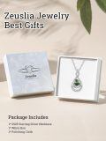 wholesale 925 Sterling Silver Plated White Gold Infinity Necklace with Moss Agate Pendant 18+2 inch Chain Anniversary Birthday Gifts for Her Wife Girlfriend-0-4