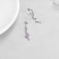 wholesale 925 Sterling Silver Pink Flamingo Huggie Hoop Earrings with Cubic Zirconia Stones for Women-0-3