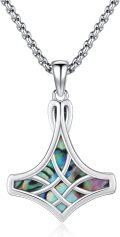 wholesale 925 Sterling Silver  Abalone Shell Inlay Mjolnir Thor's Hammer Pendant Norse Jewelry for Men Women-0-0