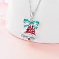 wholesale 925 Sterling Silver Red Enamel Bow Tie Christmas Tree Pendant Necklace-0-4
