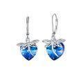 wholesale 925 Sterling Silver Blue Heart Drop Earrings With Crystal Detail-0-0