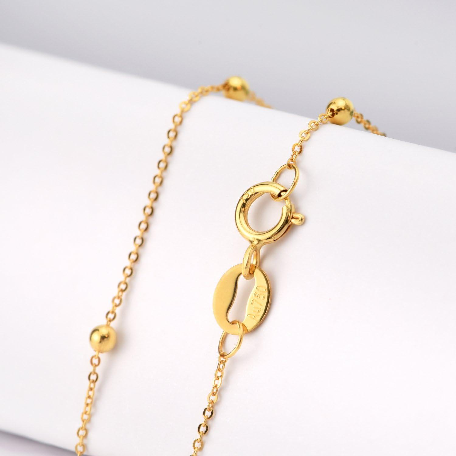 wholesale 14K Gold Bead Thin Chain Bracelet for Women Real Gold Jewelry-0-4