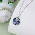 wholesale 925 Sterling Silver Abalone Shell Dancing Girl Pendant Necklace Gift for Women Girls Dance Lover Yoga Fitness Workout Jewelry-0-5