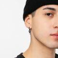 wholesale 925 Sterling Silver Skull Hoop Earrings Wholesale With Chain Detail-0-5