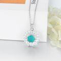 wholesale 925 Sterling Silver Turquoise and Cubic Zirconia Flower Pendant Necklace for Women-0-1