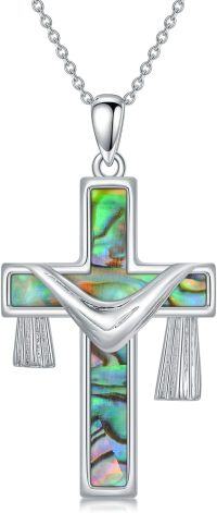 wholesale Sterling Silver Abalone Shell Cross Necklace Christian Gift for Women-Shroud