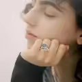 wholesale 925 Sterling Silver Turquoise Stone Sun & Moon Open Adjustable Rings Wholesale Set for Women-0-3