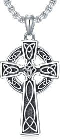 wholesale 925 Sterling Silver &  Irish Cross with Celtic Knot and Shamrock Design Pendant on 24 Chain-0-0