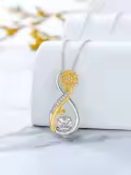 TOUPOP Sterling Silver Sunflower Rose Ladybug Pendant Infinity Necklace-0-1