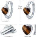 wholesale 925 Sterling Silver Tiger Eye Stone Celtic Heart Hoop Earrings - Small Huggies  for Her-0-4