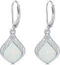 wholesale 925 Sterling Silver Teardrop White Opal Dangle Earrings for Women-0-0