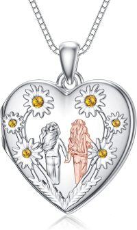wholesale TOUPOP Sister Locket Necklace S925 Sterling Silver Sister Gifts From Sister Always In My Heart Locket Jewelry Gifts -undefined