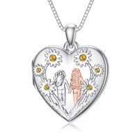 TOUPOP Sterling Silver Heart Locket Sister Jewelry Gifts-undefined