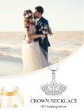 wholesale TOUPOP Crown Necklace 925 Sterling Silver Cubic Zirconia Queen Princess Pendant Jewelry Anniversary Christmas Birthday Gifts For Women Daughter Friends -0-5