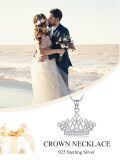 TOUPOP Sterling Silver Cubic Zirconia Crown Necklace Pendant Gift-0-5
