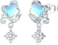 wholesale TOUPOP Butterfly Stud Earrings S925 Sterling Silver Dainty Tiny Moonstone Earrings Butterfly Jewelry Gifts For Women Christmas Birthday -undefined