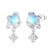 TOUPOP Sterling Silver Moonstone Butterfly Stud Earrings Dainty Jewelry Gifts-undefined