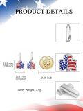 wholesale 925 Sterling Silver Metal American Flag Shamrock Drop Earrings for Women - Independence Day Jewelry-0-4