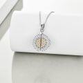 wholesale 925 Sterling Silver Sunflower Cremation Jewelry with Moonstone and Cubic Zirconia Pendant Urn Necklace for Ashes Keepsake Memorial Gifts 48 Chain Included-0-2