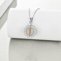 wholesale 925 Sterling Silver Sunflower Cremation Jewelry with Moonstone and Cubic Zirconia Pendant Urn Necklace for Ashes Keepsake Memorial Gifts 48 Chain Included-0-2