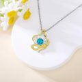 wholesale Opalite Metal Snake Pendant Necklace with Blue Stone - 925 Sterling Silver/Gold Tone Chain (Men/Women)-0-4