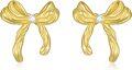 wholesale Gold Bow Tie 925 Sterling Silver Stud Earrings for Women - Elegant Gift Idea-0-0