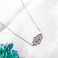 wholesale 925 Sterling Silver Filigree Hamsa Hand Evil Eye Pendant Necklace with Fatima Stone for Women Men  45cm Chain Length-0-1