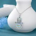 wholesale 925 Sterling Silver Abalone Shell Hamsa Hand with Star of David and Evil Eye Pendant Lucky Charm Necklace for Women & Men-0-2
