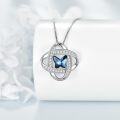 wholesale 925 Sterling Silver Blue Crystal Butterfly & Celtic Heart Pendant Necklace for Women-0-4