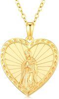 wholesale 925 Sterling Silver Plated Gold Heart Virgin Mary Pendant Necklace Catholic  for Women Girls-0-0