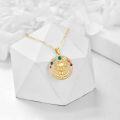 wholesale 14K Gold Rainbow Gemstone Triple Moon Goddess Pendant Necklace-0-2