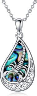 wholesale 925 Sterling Silver Teardrop Abalone Shell Scorpio Pendant Necklace for Women-0-0
