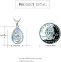 wholesale 925 Sterling Silver Teardrop Blue Mother of Pearl Rose Floral Pendant Necklace Gifts for Women-0-1