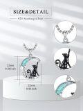 wholesale 925 Sterling Silver Turquoise Cat on the Moon Star Pendant Necklace-0-1