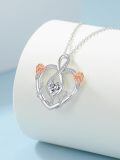 wholesale 925 Sterling Silver & 925 Rhodium Plated Pendant with Cubic Zirconia and Flower Design - Perfect Gift for Her (Length: Adjustable)-0-4