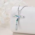 wholesale 925 Sterling Silver Abalone Shell Inlay Cross Pendant Necklace for Women Men Holiday Gift-0-2