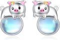 wholesale 925 Sterling Silver Pig Moonstone Stud Hoop Earrings for Women and Daughters-0-0