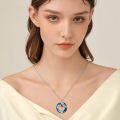 wholesale 925 Sterling Silver Red Cardinal Bird Cross Pendant Necklace Blue Crystal Circle-0-2