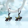 wholesale 925 Sterling Silver Black Bat Drop Earrings with Moonstone and Crystal Accents - Gothic Halloween s for Women & Girls-0-2