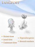 wholesale 925 Sterling Silver Astronaut Opal Stud Earrings with Colorful Stones and Hypoallergenic Design-0-2