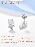 wholesale 925 Sterling Silver Astronaut Opal Stud Earrings with Colorful Stones and Hypoallergenic Design-0-2
