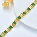 wholesale 925 Sterling Silver Green Jade Link Bracelet Wholesale With Intricate Clasp Design-0-44