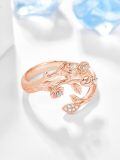 wholesale 925 Sterling Silver Rose Branch Ring With Zircon Accents-0-1