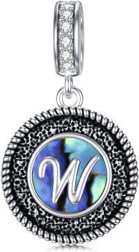 wholesale 925 Sterling Silver Abalone Shell Alphabet Charms A Z for Jewelry-W